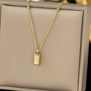 18 KT Gold Over Titanium Gold Bar Necklace